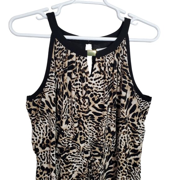 Calvin Klein Womens Size 1X Dress Animal Print Maxi Keyhole Flowing Drawstring - Picture 6 of 12